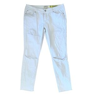 Indigo Rein White Skinny Jeans Distressed Knee Y2K Raw Hem Grunge Edgy 13